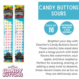 Candy House Sour Candy Buttons – Tangy Sweet Treats, Colorful Edible Buttons, Sour Candy Snack. 0.5 oz (24 Count Case)