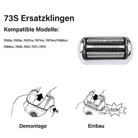 73S shaving head compatible with Braun Series 7 S7, 73S shaving blade attachments for Braun Series 7 7020s 7025s 7027cs 7071cc