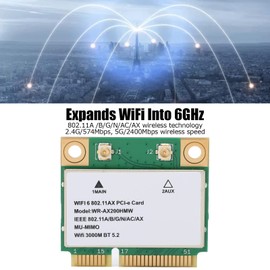 Goshyda Wireless Net Card AX210HMW 2.4G/574Mbps 5G/2400Mbps WiFi BT5.2 Laptop Net Card with PCIE Interface for Notebooks, Small Mainframes, All-in-One Machines, for WIN10