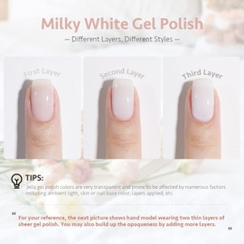 GAOY Milky White Gel Nail Polish, 16ml Nude Color 1482 Soak Off UV Light Cure Gel Polish for Nail Art DIY Manicure at Home