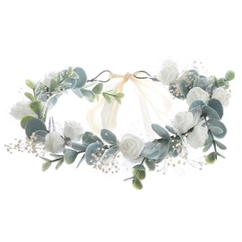 Flower Wreath Hair, Hair Accessories Wedding, Bridal Hair Accessories, Artificial Leaf Garland Headband as Women's Headpiece for Wedding Party, Jga, Birthday Celebration, Beach Party, Communion