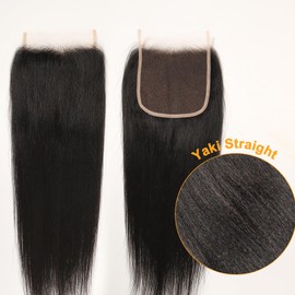 BEEOS Yaki Straight 5x5 SKINLIKE Real HD Lace Closure, 0.01mm Ultra-thin Invisible HD Lace Pre-Plucked Bleached Knots Human Hair Closure 18 Inch