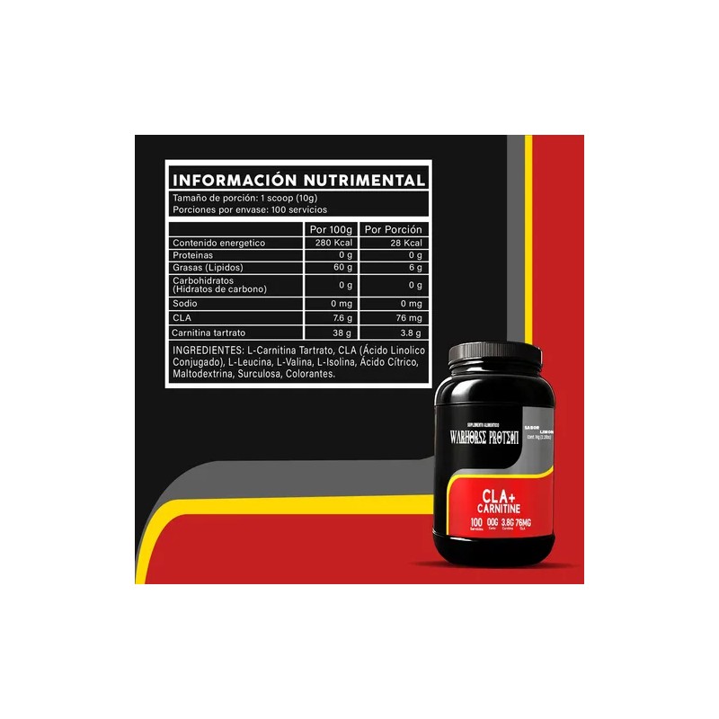 Cla + Carnitina 1kg Warhorse Suplemento 100 Servicios Varios