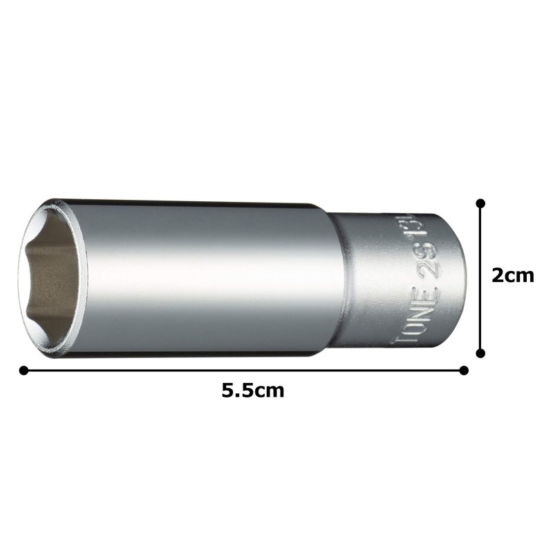 Tone HP2S-13L Deep Socket (6 Angles) Drive Angle 0.25 inch