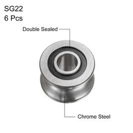 QUARKZMAN Pack of 6 SG22 U-Groove Guide Bearings 8 x 22.5 x 14.5 mm U-Groove Roller Wheel (GCr15) Chrome Steel Bearing