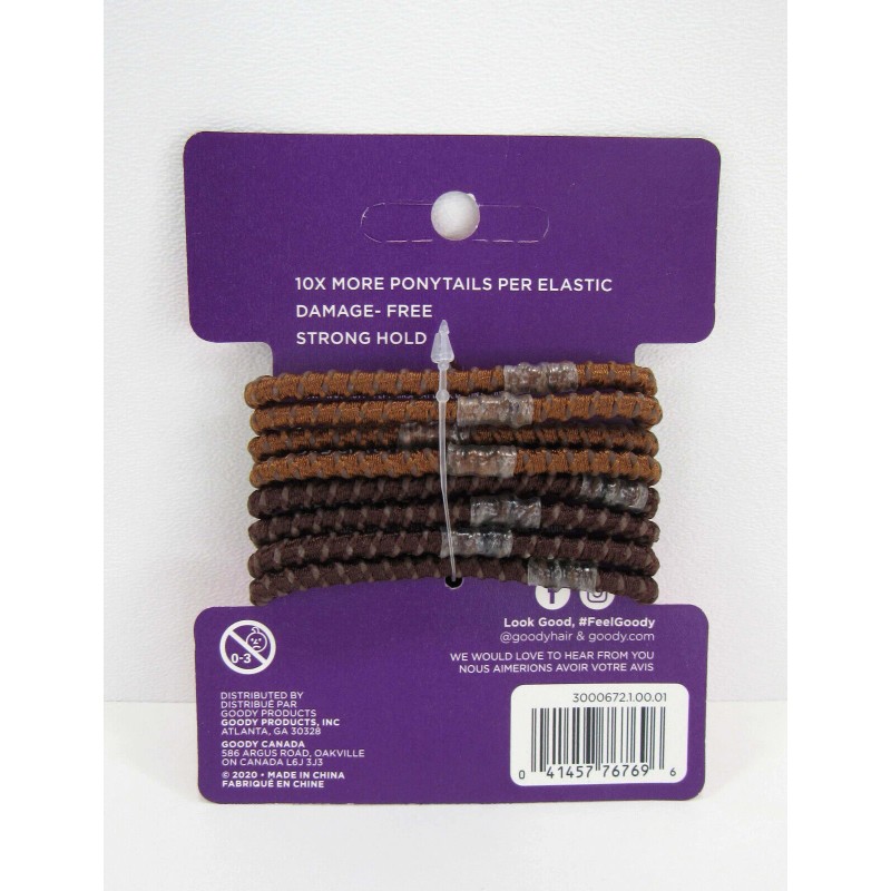Goody Nonslip Womens Elastic Hair Tie - 8 Count, BROWN