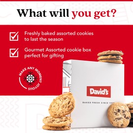David's Cookies Assorted Cookies in Carton Pack | Delicious Homemade Treats, Freshly-Baked Gourmet Food Cookie Gift Snacks - Great For Superbowl Sharing With Family, Friends And Loved Ones - 1 Pack