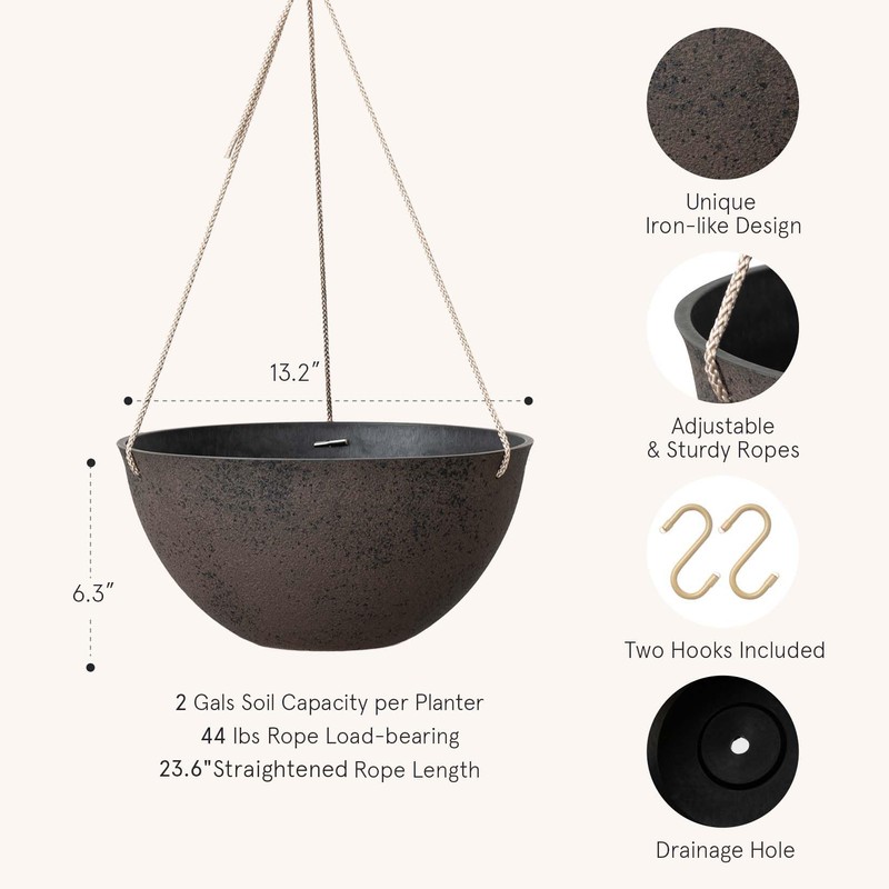LA JOLIE MUSE Large Hanging Planters - 13 Inch Flower