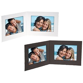 White cardboard double photo folder frame w/plain border sold in 25s - 5x7