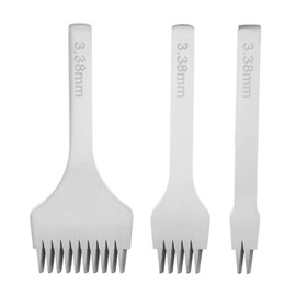 Leather Hole Punch, Leather Hole Punch Tool, Leather Punch Tool White Steel 2 5 10 Punch Prong Tool Set Lacing Stitching Chisel Set Leather Craft Tool for Leather Crafts (Pitch 3.38mm)