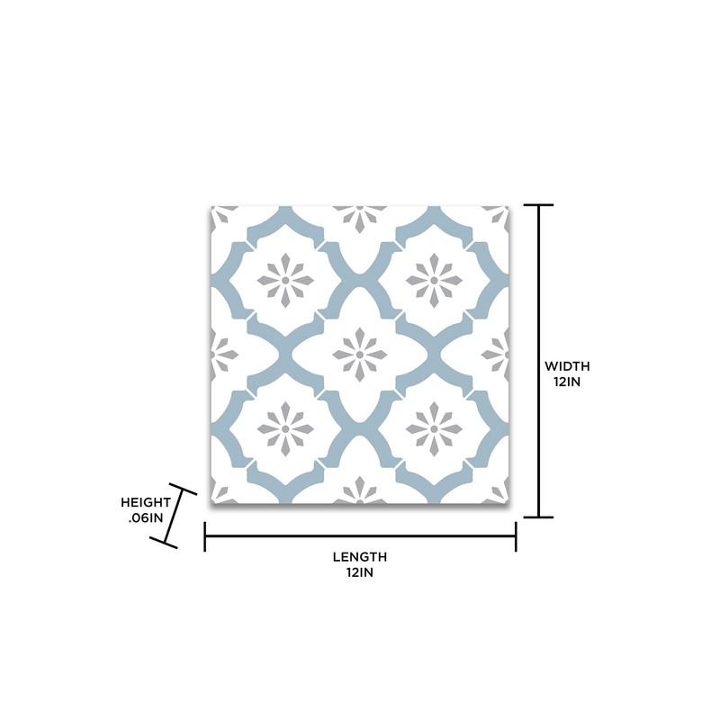 FloorPops FP2943 Alfama Peel & Stick Floor Tiles, Multicolor, Blue