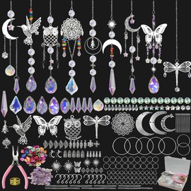 CeeVian DIY Suncatchers 460PCS DIY Crystal Suncatcher Kits Art and Crafts for Adults Hanging Prism Sun Catcher with Crystals Ball for Indoor Window Home Wedding Garden Decor