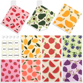 10 Pack Swedish Dishcloths for Kitchen- Reusable Paper Towels Washable Swedish Cloths Fruit Prints Dish Wipes with Adhesive Clips- Super Absorbent Fast Drying Kitchen Sponge for Cleaning Dishes