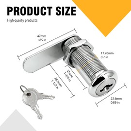 1Pack Cabinet Lock with Keys 1-1/2 Inch Cam Lock Keyed Alike File Cabinet Locks for Cabinets Drawers Tool Box Mail Box RV Storage Locks Replacement, Zinc Alloy