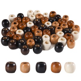 100Pcs Large Hole Barrel Wood Beads,11 * 12mm 5 Colors Natural Wooden Spacer Beads Big Wood Braid Hair Bead for DIY, Necklaces,Hair Braid,Macrame Accessories,Jewelry Craft