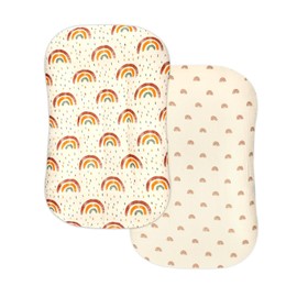 Hooyax Muslin Baby Lounger Cover 2 Pack, Organic Cotton Removable Slipcover for Newborn, Baby Padded Lounger Infant Floor Seat Cover for Boys Girls, Boho Rainbow