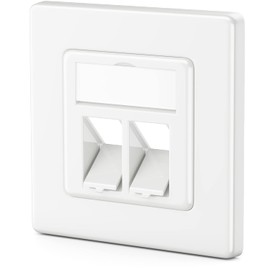 deleyCON 1x 2 Port LAN Junction Box Data Socket Flush-Mounted Socket for Keystone Module 45° Angled Outlet for Keystone Modules with e.g. RJ45 Coaxial F-Connector RJ-11 RCA Jack Toslink PS2