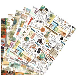 ARKRAFT Wrapping Paper Set 6 Sheets XXL Format 90 x 65 cm Packaging Plastic-Free FSC Paper (Travel)