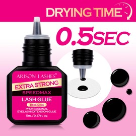 Lash Glue 0.5 Sec Dry Waterproof Extra Strong Bond for Eyelash Extensions Glue for Professional Use Only(0.17 fl.oz/5ml)