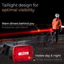 LICHTMEISTER® Bike Tail Light with Reflector and Intelligent Brake Light Function – Rear Bike Light LED – Bicycle Tail Light