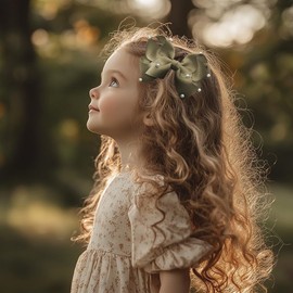 Bownita Girls' Handmade Pearl Hair Bow - Snag-Free, Non-Slip, Hand-Set Pearl (Erimine)