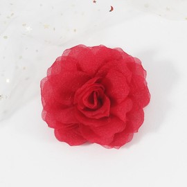 Mecool 4.33" Chiffon Rose Hair Clip for Weddings Party Brooch Pins Corsage Hair Head Clip | Hair Jewellery Barrette Hair clips Women Accessories | Flower Hair Clips Girls | Wedding Flowers-Red