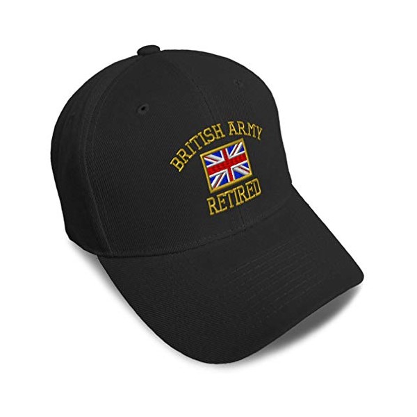 Speedy Pros Baseball Cap British Army Retired Flag Embroidery Acrylic Dad Hats for Men & Women Strap Closure Black