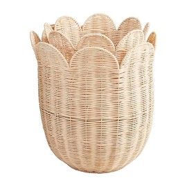Mud Pie Scallop Rattan Baskets; Small 12" X 11" Dia | Large 13" X 14" Dia