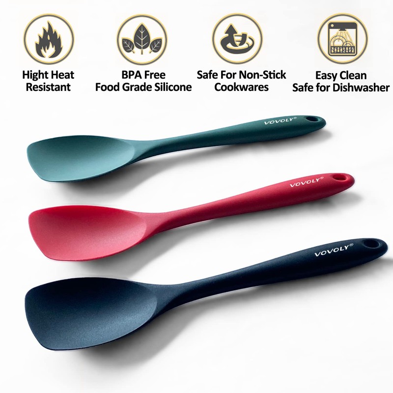 Upgrade Silicone Spatula Spoon Set,VOVOLY Heat Resistant Rubber Spoonula, Seamless
