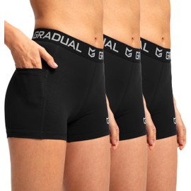 G Gradual - Pantalones cortos de compresión de elastano para mujer, 3 pulgadas/7 pulgadas, para entrenamiento profesional, Paquete de 3: bolsillos negros/negros/negros, X-Large