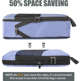 MSBAG Compression Packing Cubes for Travel, Vacation Travel Essentials, Travel Accessories for Suitcase Organizer Bags Set, Space Saving Luggage Organizer Travel Bags (indigo)