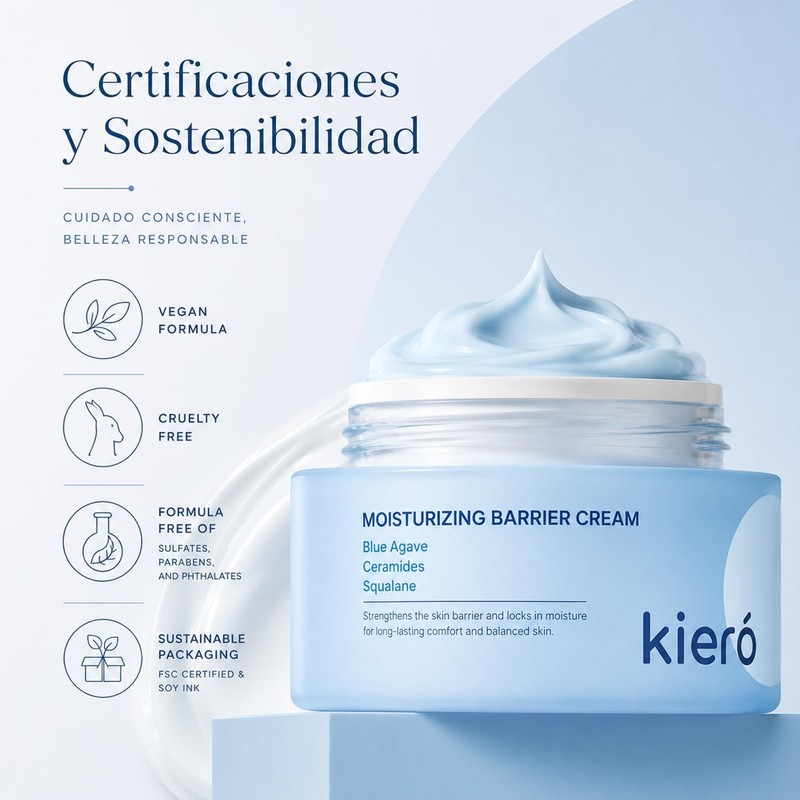 KIERO Crema Hidratante Facial Ceramidas y Agave Azul 50 g