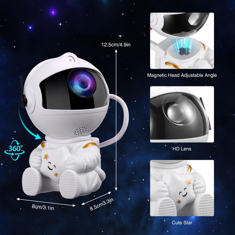 WIGUROE Astronaut Galaxy Projector, 360° Rotatable Spaceman Light Projector with