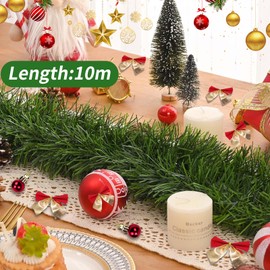10 Meters Christmas Garland + 3cm 45 Bows Christmas Garland Christmas Decoration Outdoor Fireplace Stairs Doors Windows