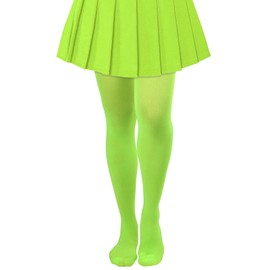 Lastclream High Waisted Tights for Women Cosplay Costume Stockings 80 Denier Semi Opaque Pantyhose Full Footed (Fluorescent Green)