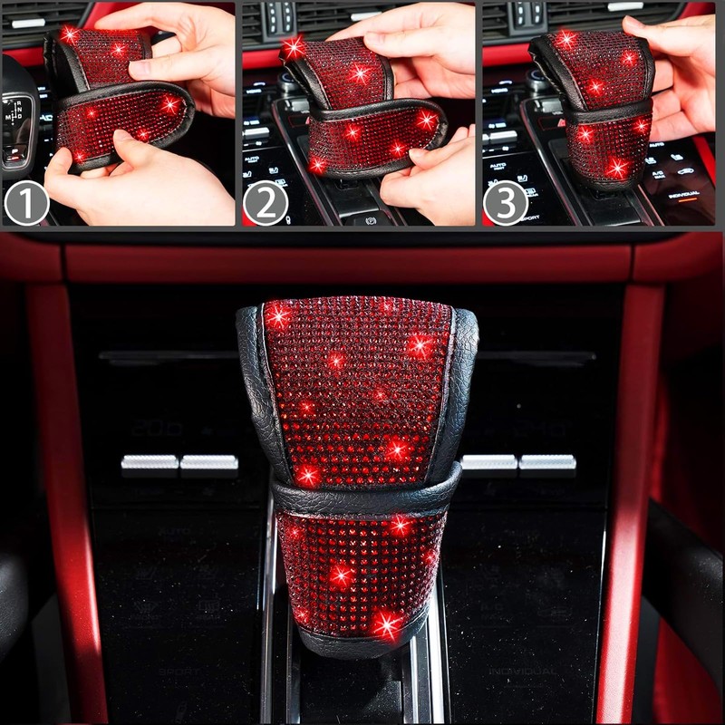 NBTEPEM 30 Pcs Red Bling Car Accessories Set for Women,