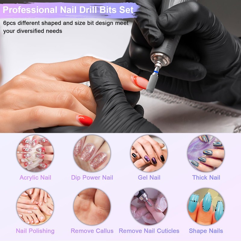 CGBE Nail Cutter Bits, 6 Piece Nail Cutter Tips Grinding