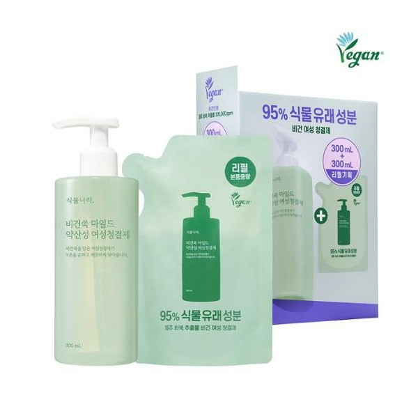 Shingmulnara Vegan Mugwort Mild pH Feminine Wash Special Set (300mL + 300mL)  - Shingmulnara Vegan Mugwort Mil