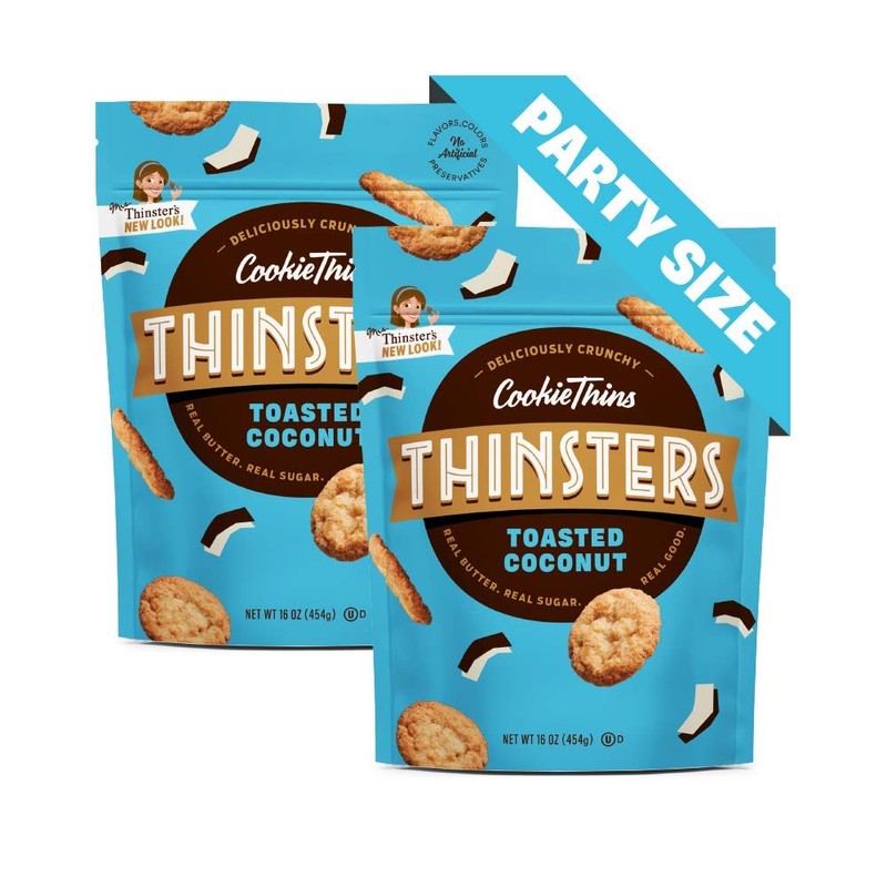 Thinsters Cookie Thins Cookies, Toasted Coconut, 16oz (Pack Of 2),