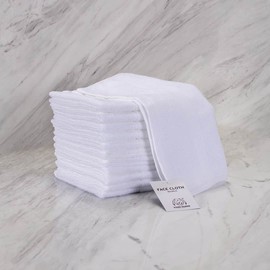 VINN DUNN® Hotel 100% Cotton Face Cloth, 12 Cotton Washcloths, Flannels Face Cloth Pack, 400 GSM Wash Cloths | 30 x 30 cm | WHITE | Pack of 12