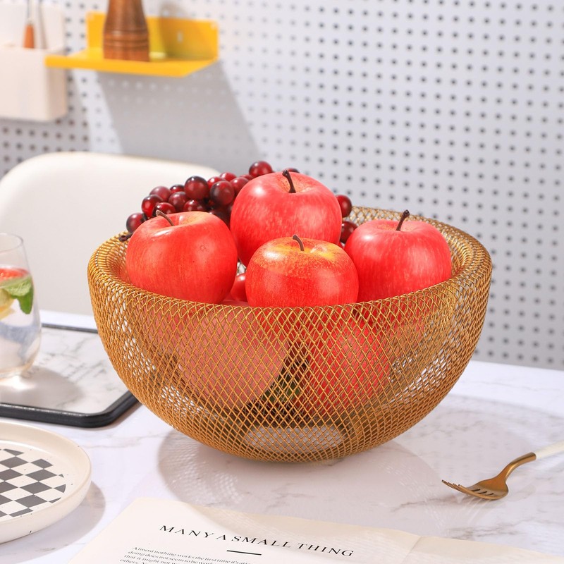 IBWell Metal Wire Woven Fruit Storage Bowl Basket for Kitchen,