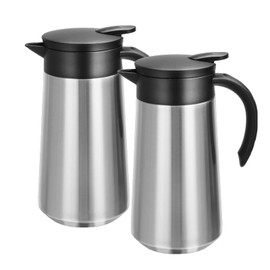 GearRoot 28oz Coffee Carafe Airpot Insulated Coffee Thermos Urn Stainless Steel Vacuum Thermal Pot Flask for Coffee, Hot Water, Tea, Hot Beverage - Keep 9 Hours Hot, 18 Hours Cold (2 Pack Silver)