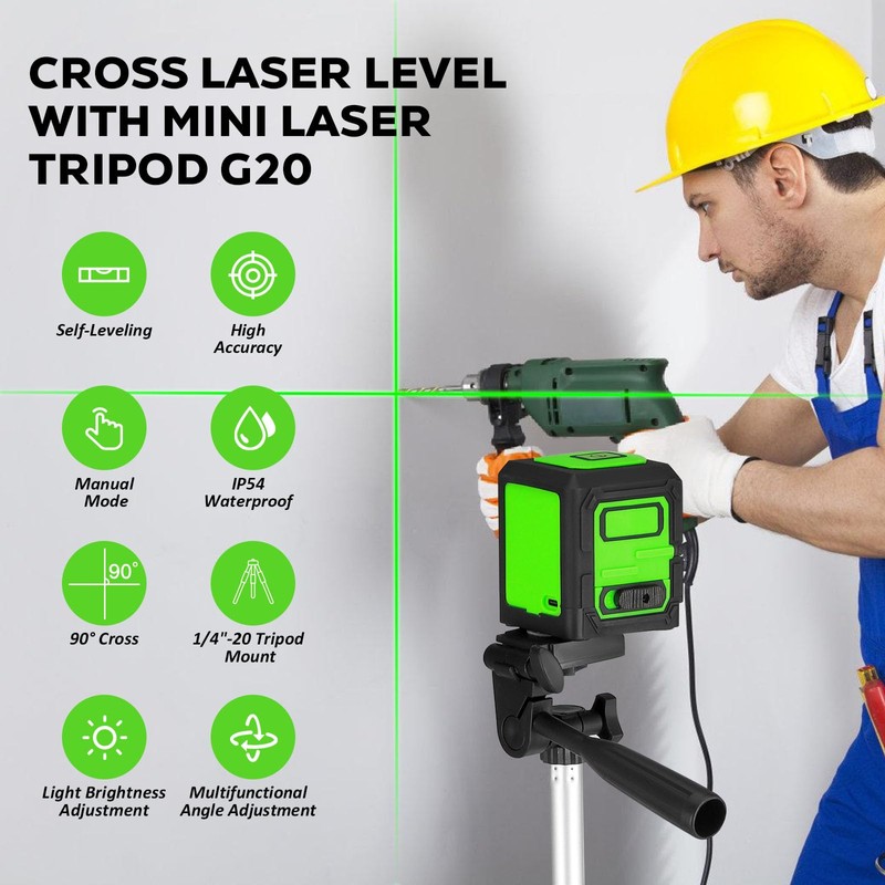 Laser Level with Tripod, Green Laser Self Leveling Cross Line,