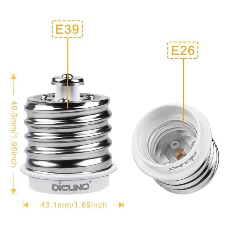 DiCUNO E39 to E26 Adapter, Mogul E39 to Standard E26