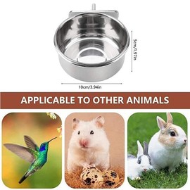 3 Pack Bird Feeding Dish Cups Bird Cup Stainless Steel Bird Feeder Bowls with Clamp Holder for Parrot Cockatiel Conure Budgies Parakeet Lovebird Chinchilla (3)