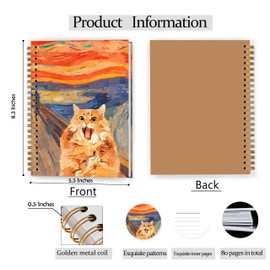 GDJIEGBC Funny Orange Cat Notebook, Cats Lover Mom Dad Gifts, Abstract Retro Modern 19th Century Screaming Kitten Journal, Cat Office Supplies, Spiral Notebook Journal 5.5x8.3