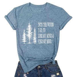 Lose My Mind and Find My Soul Travel Tshirts for Women Funny Colorado Nature Theme Hunting Clothes Short Sleeve Simply Southern Wilderness Shirts, Ink Blue Large