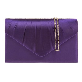 fi9® LADIES SATIN PARTY PROM BRIDAL EVENING CLUTCH HAND BAG PURSE HANDBAG (Purple)