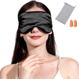 IBXWMNG 2er-Packung Seiden-Schlafmaske aus 100% echter, natürlicher Seide mit verstellbarem Riemen - Augenmaske zum Schlafen und Augen-Schlafschutz für Yoga und Reisen, blockiert Licht effektiv