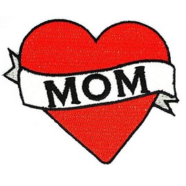 Mom Red Heart Patch Funny Slogan Joke Rockabilly Embroidered Biker Patch Biker Iron on/Sew on Patch